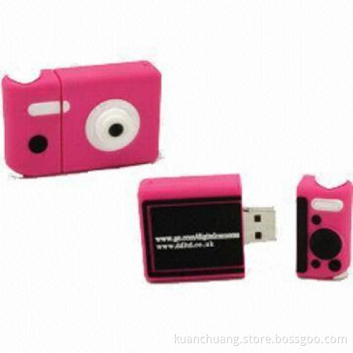 PVC Camera USB Flash Drives, Branded with Your Logos, 1, 2, 4, 8, 16, 32 to 64GB, CE/FCC/RoHS Mark